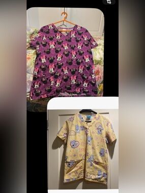 2 Medium sized scrubs. Ladies. (2 tops)